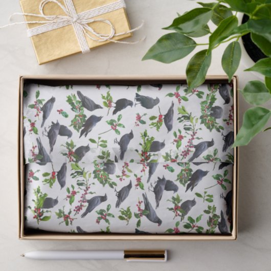 Crows Holly Tissue Paper Seidenpapier (Geschenk)