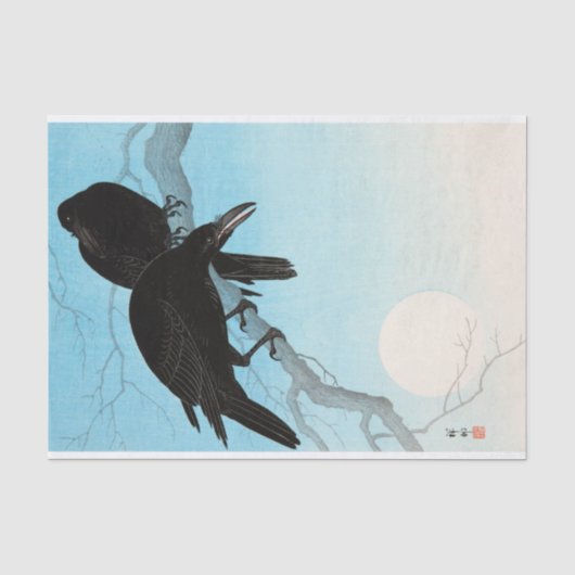 Crows in Moonlight von Ohara Koson Seidenpapier (Vorderseite)