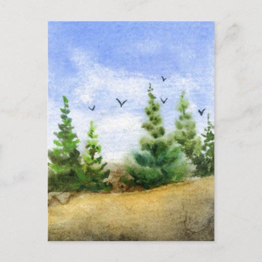 "Crows in Pines" - Landstraßen Postkarte (Vorderseite)