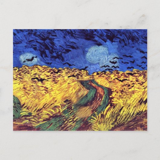 Crows Over Wheatfield von Vincent Van Gogh Postkarte (Vorderseite)