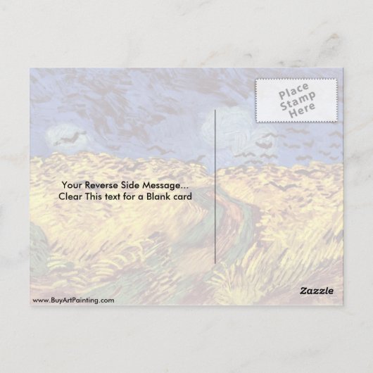 Crows Over Wheatfield von Vincent Van Gogh Postkarte (Rückseite)