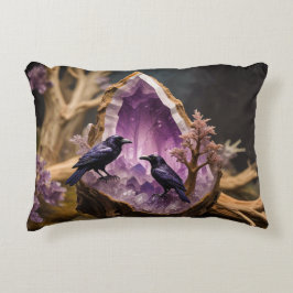 Crows Ravens Amethyst Crystal Fantasy Dekokissen