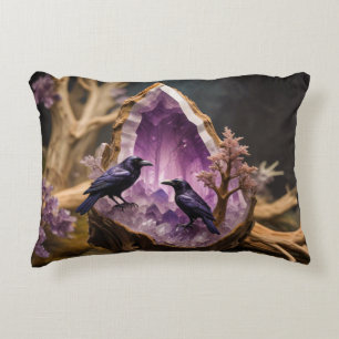 Crows Ravens Amethyst Crystal Fantasy Dekokissen