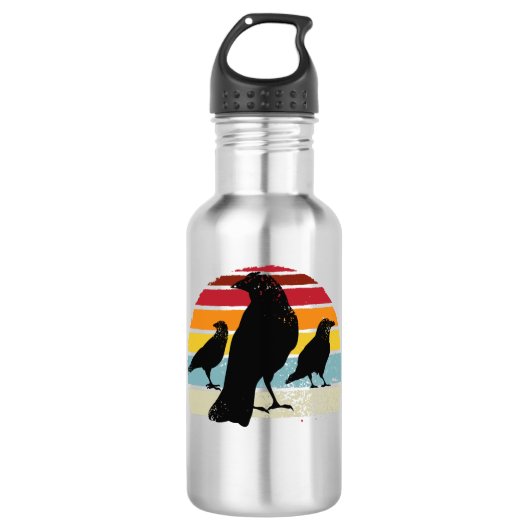 Crows Retro Crow Raven Edelstahlflasche (Vorderseite)