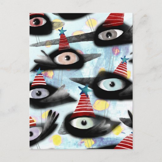 Crows schönes Winter-Party Postkarte (Vorderseite)