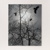 Crows Silhouette leuchten Sun Trees Gothic Szene Puzzle (Vertikal)
