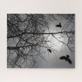 Crows Silhouette leuchten Sun Trees Gothic Szene Puzzle (Horizontal)
