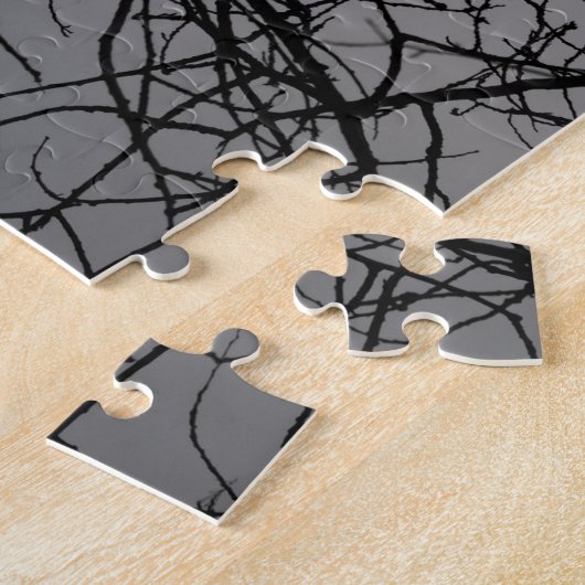Crows Silhouette leuchten Sun Trees Gothic Szene Puzzle (Seite)