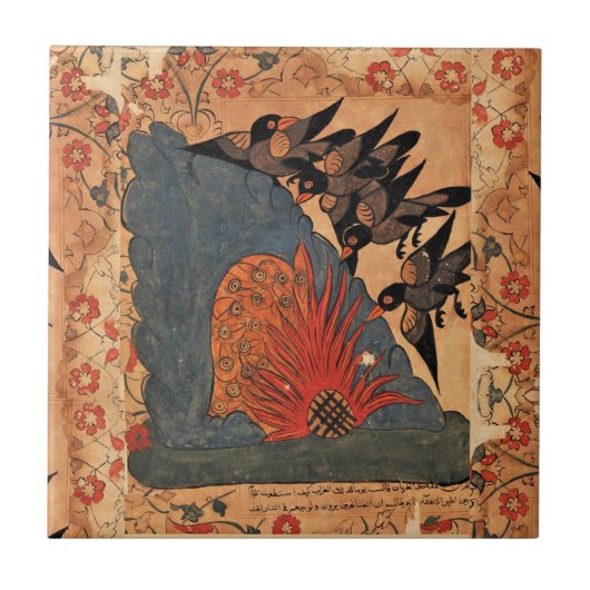 Crows Trap Owls Indische Renaissance Fliese (Vorderseite)