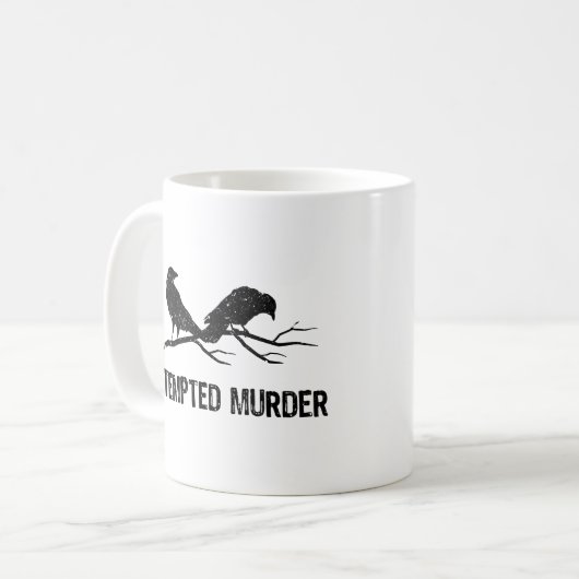 Crows versucht Murder Funny Crow Meme Bird 1WH1 Kaffeetasse (Vorderseite Links)