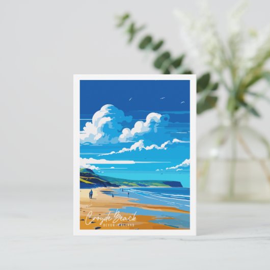 Croyde Beach Devon Vintage-Reisebild Postkarte (Stehend Vorderseite)