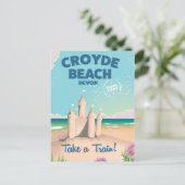 CROYDE BEACH Devon Vintage Reiseplakat Postkarte (Stehend Vorderseite)