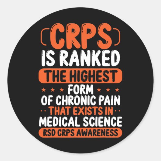 Crps Awareness Chronic Pain Orange Ribbon Rsd Crps Runder Aufkleber (Vorderseite)