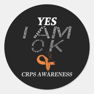 CRPS Awareness Chronische Schmerzen Orange Ribbon Runder Aufkleber