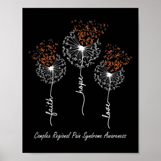 CRPS Awareness Faith Hope Liebe Dandelion Poster (Vorne)