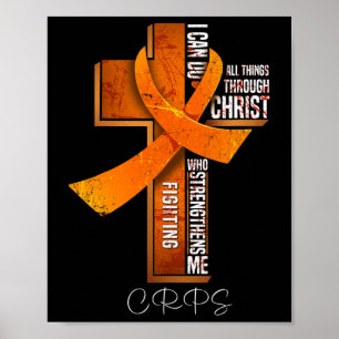 CRPS-Bewusstsein Orangefarbenes Band Christliches  Poster