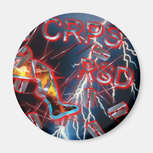 CRPS Blue Lightning Razor Blades & Needles Magnet (Vorne)