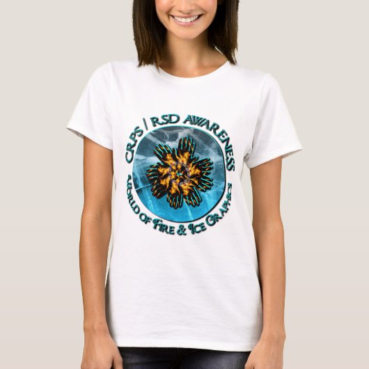 CRPS /RSD Bewusstseins-Welt des Feuer-u. Eis-Logos T-Shirt (Vorderseite)