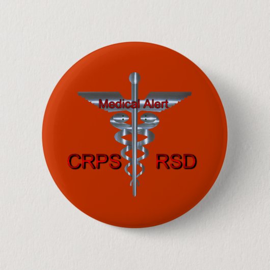 CRPS RSD medizinischer wachsamer silberner Button (Vorderseite)