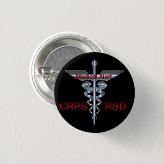 CRPS RSD medizinischer wachsamer Silvear Asclepius Button (Vorne & Hinten)