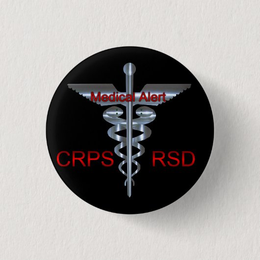 CRPS RSD medizinischer wachsamer Silvear Asclepius Button (Vorderseite)