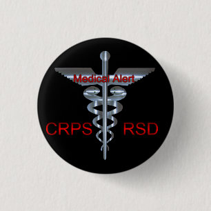 CRPS RSD medizinischer wachsamer Silvear Asclepius Button