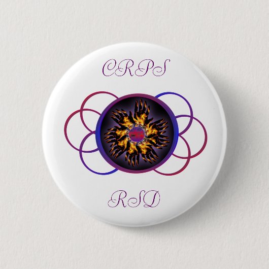 CRPS/RSD Regenbogen-Flammen-Knopf Button (Vorderseite)