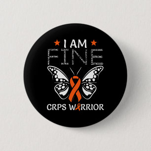 Crps Warrior I Bin Fine Orange Ribbon Butterfly Rs Button
