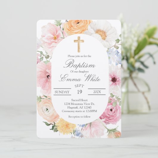 Crucifix  baptismInvitation Einladung (Stehend Vorderseite)