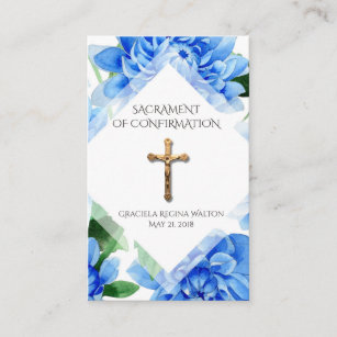 Crucifix Blue Dahlia Holy Card Bestätigung Visitenkarte