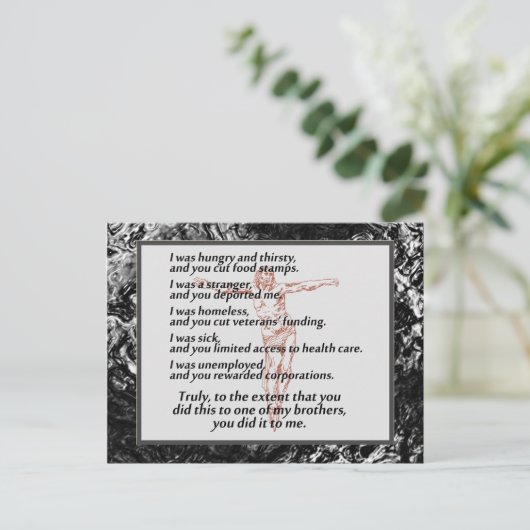 Crucifix der sozialen Gerechtigkeit Postkarte (Stehend Vorderseite)