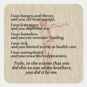 Crucifix der sozialen Gerechtigkeit Quadratischer Aufkleber