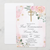 Crucifix  first communion Invitation Einladung (Vorne/Hinten)