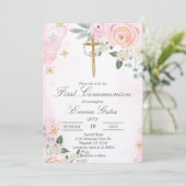 Crucifix  first communion Invitation Einladung (Stehend Vorderseite)
