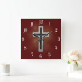 Crucifix Quadratische Wanduhr (Zuhause)