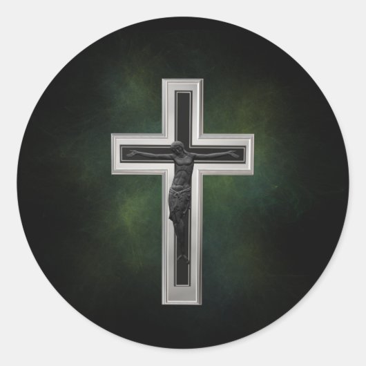 Crucifix Runder Aufkleber (Vorderseite)