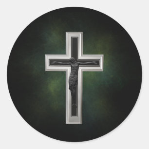 Crucifix Runder Aufkleber