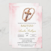 Crucifix Spanische Taufe Einladung (Vorne/Hinten)