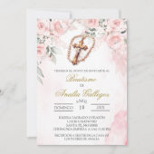 Crucifix Spanische Taufe Einladung (Vorderseite)