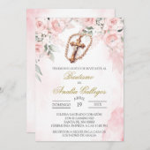 Crucifix Spanische Taufe Einladung (Vorne/Hinten)