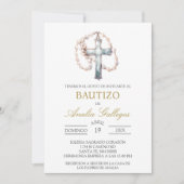 Crucifix Spanische Taufe Einladung (Vorderseite)