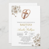 Crucifix Spanische Taufe Einladung (Vorne/Hinten)