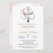 Crucifix Spanische Taufe Einladung (Vorne/Hinten)