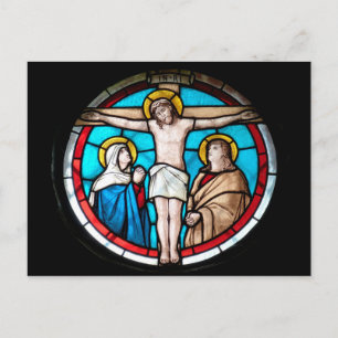 Crucifixe Fenster aus festem Glas Postkarte