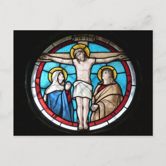 Crucifixe Fenster aus festem Glas Postkarte (Vorderseite)