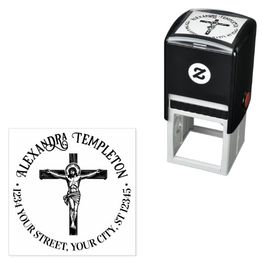 Crucifixe Jesus auf der Cross Name Rücksendeadress Permastempel (Beispiel)