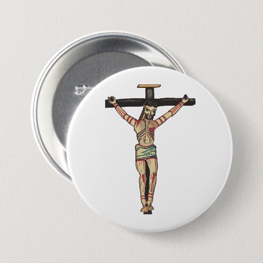 Crucifixe Jesus Christus Cross Wasserfarbe Kunst Button (Vorne & Hinten)