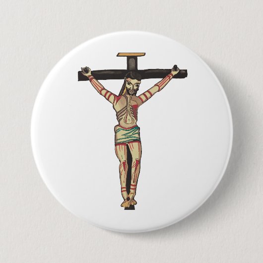 Crucifixe Jesus Christus Cross Wasserfarbe Kunst Button (Vorderseite)
