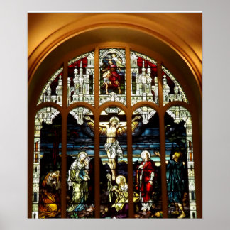 Crucifixierung von Jesus festgehaltenes Glasfenste Poster