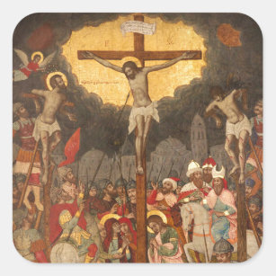 Crucifixion Scene 1711 Quadratischer Aufkleber